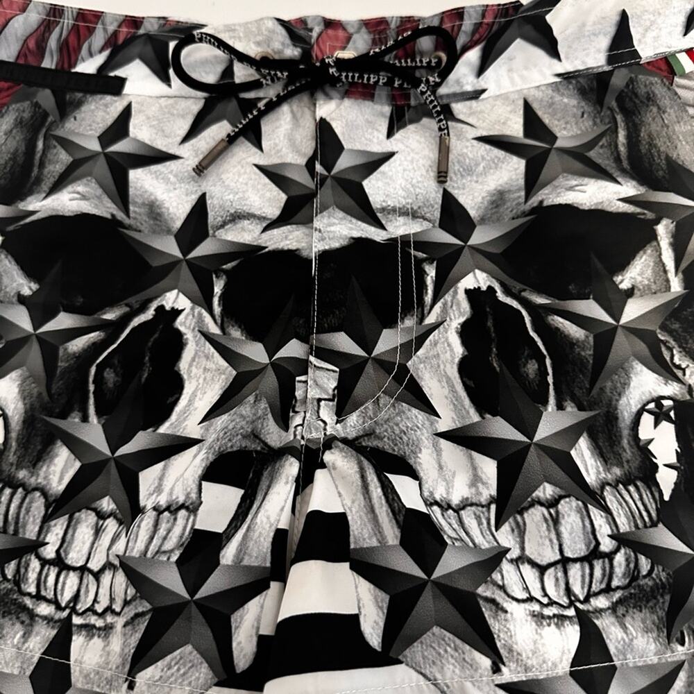 Philipp Pleno Skull Monogram Mens Swimming Shorts Trunks Drawstring Size S-M - Picture 7 of 8